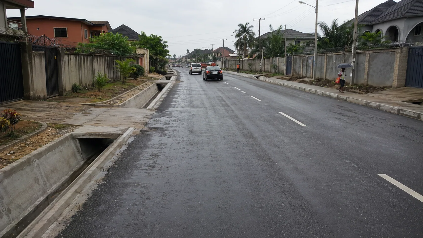 Completed road and drainage works
