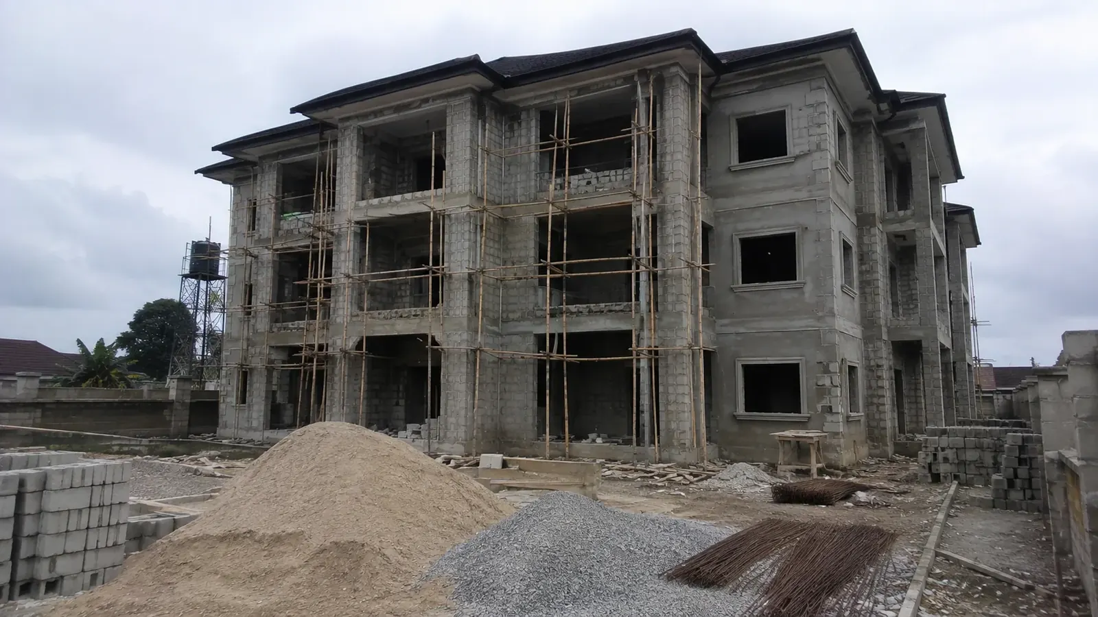 Multi-unit residential building at blockwork and external finishing stage